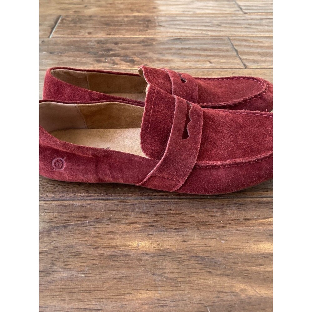 Born Melinda Women’s Loafers Red Suede Comfort Slip-On Shoes sz 9 - Picture 3 of 8